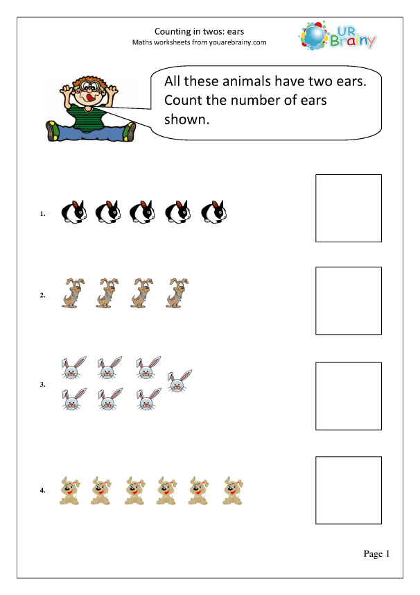 Count on in twos ears Counting by