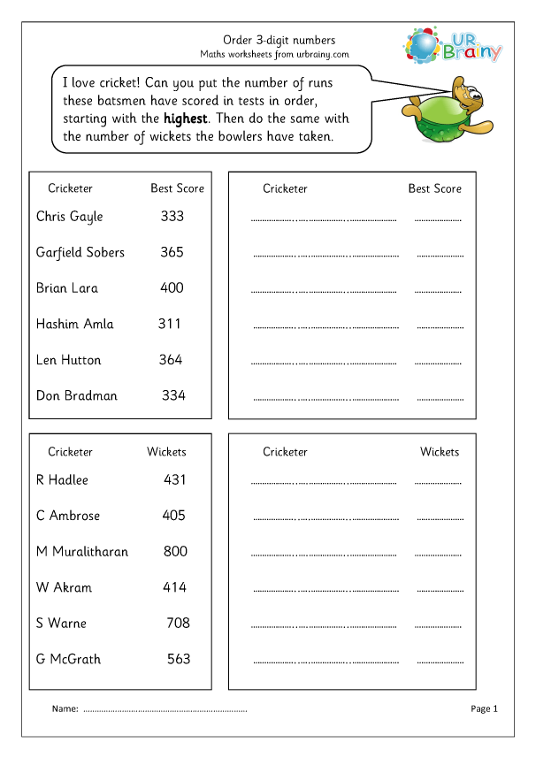 Order 3digit numbers Number and Place Value by