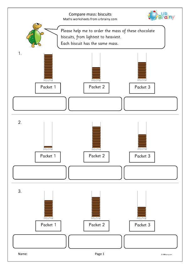 Compare mass biscuits Measurement by