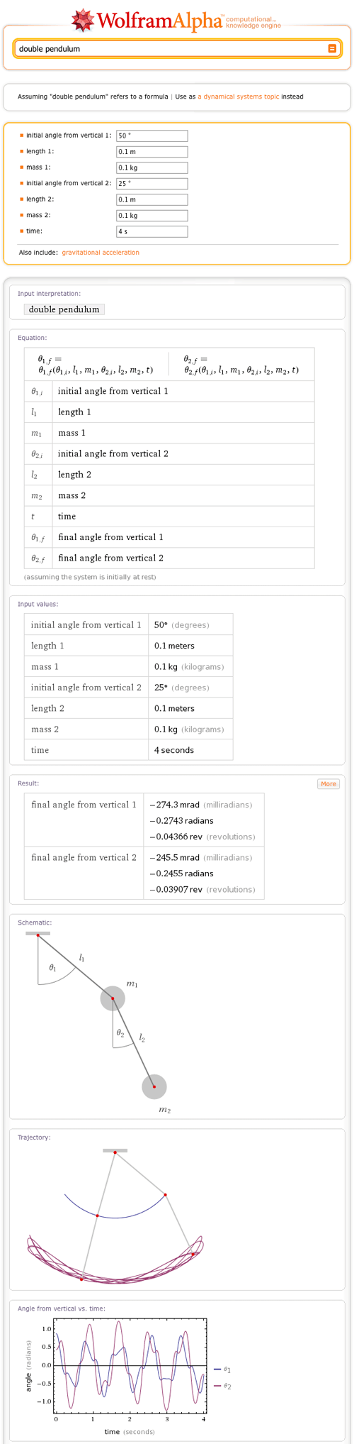 From Simple to Chaotic Pendulum Systems in WolframAlpha—WolframAlpha Blog