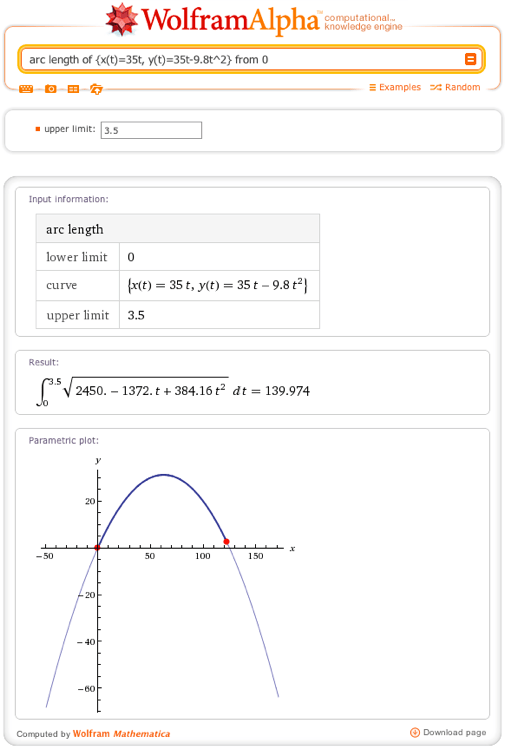 Find Arc Length Calculations for Calculus with WolframAlpha—Wolfram