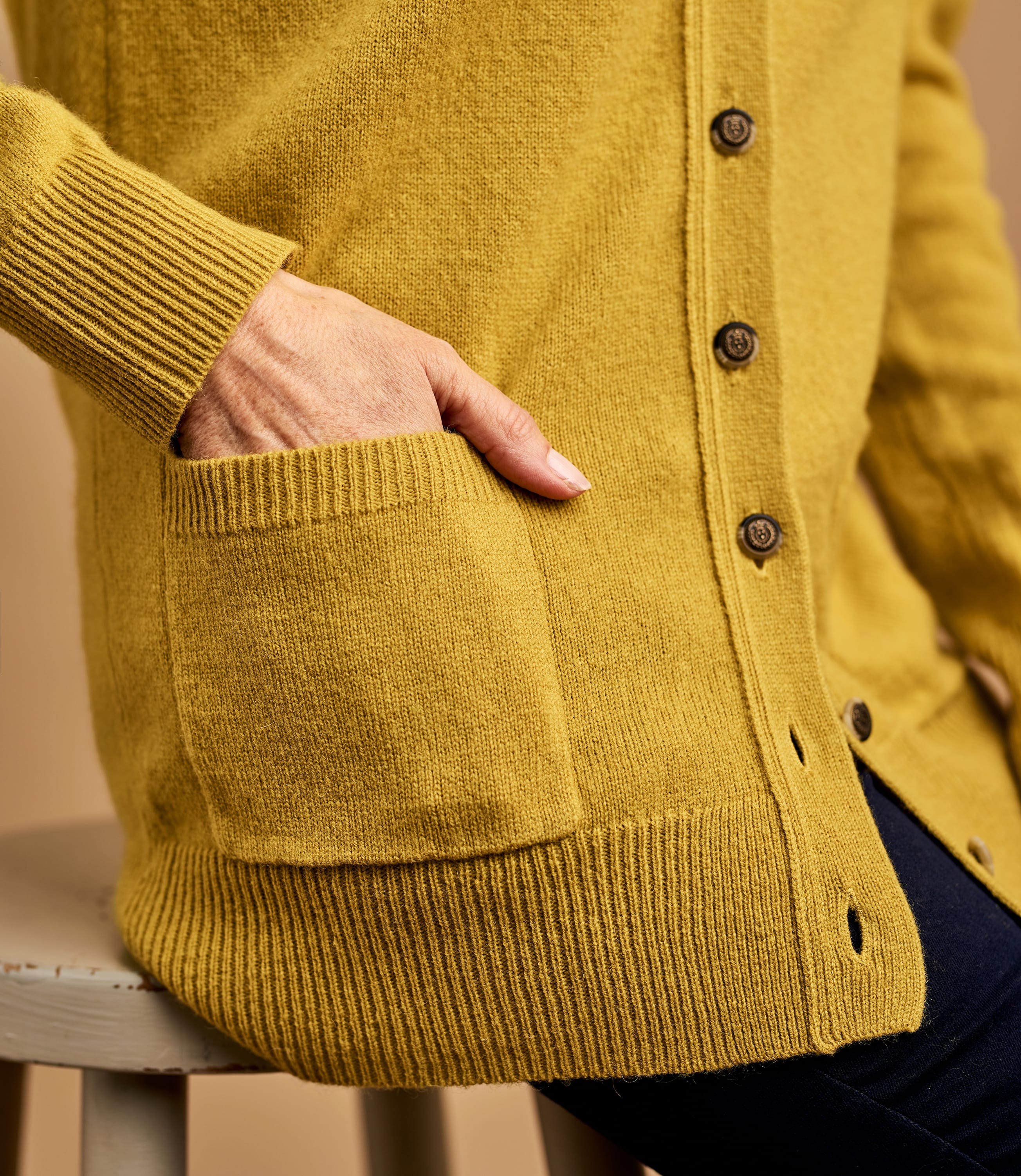 Pumpkin Pure Lambswool Lambswool Knitted V Neck Cardigan