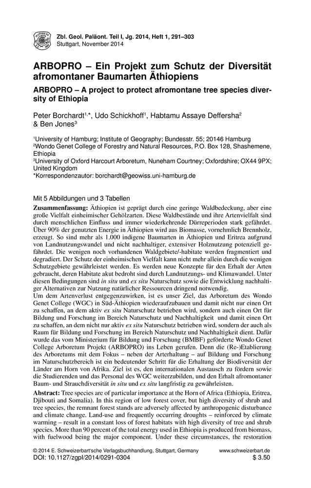 ARBOPRO Ein Projekt zum Schutz der Diversität afromontaner Baumarten