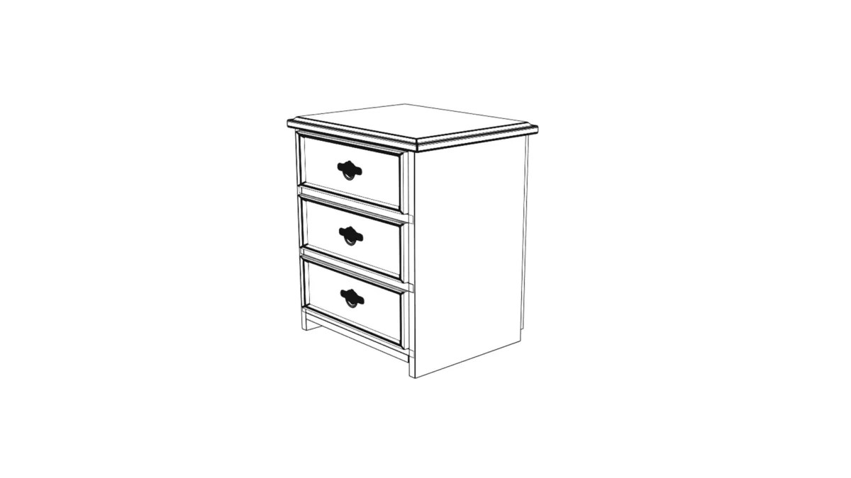 Nightstand With 3 Drawers 3D Model Content Browser