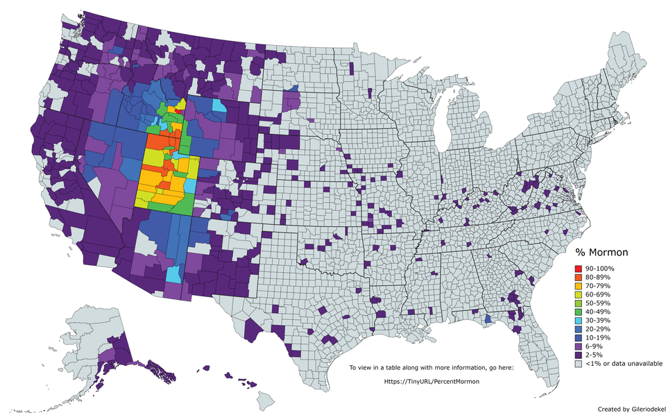 Where Mormons Live in America Content Geek