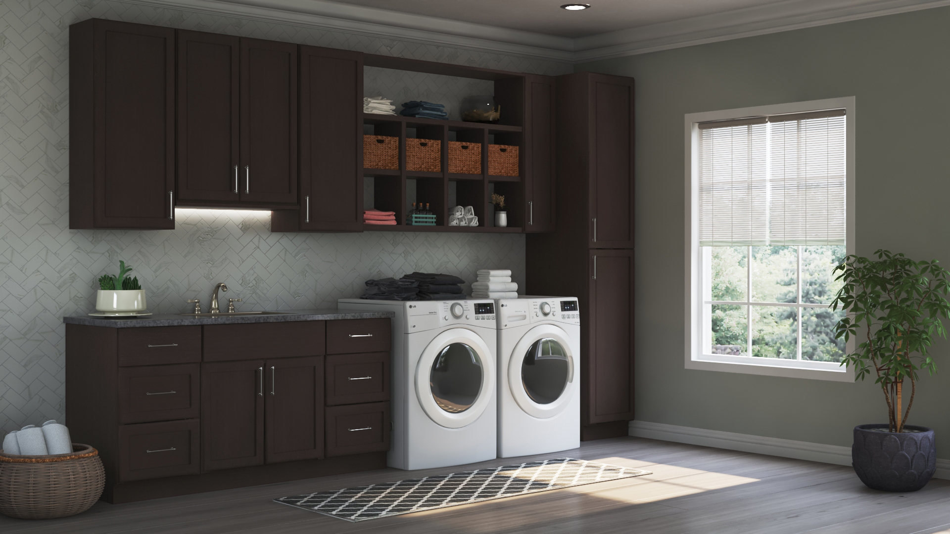 Shaker Pantry Kitchen in Java Kitchen The Home Depot