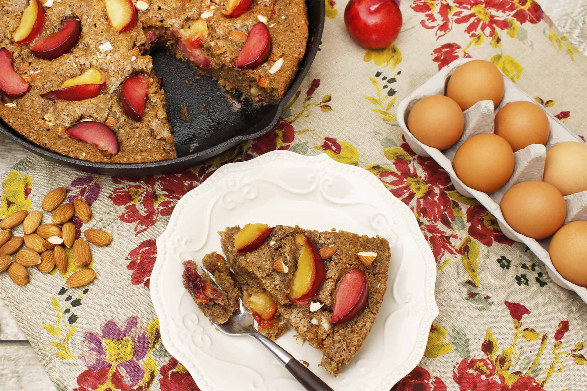 Farm Fresh To You Recipe Brown Butter, Plum and Almond Skillet Cake