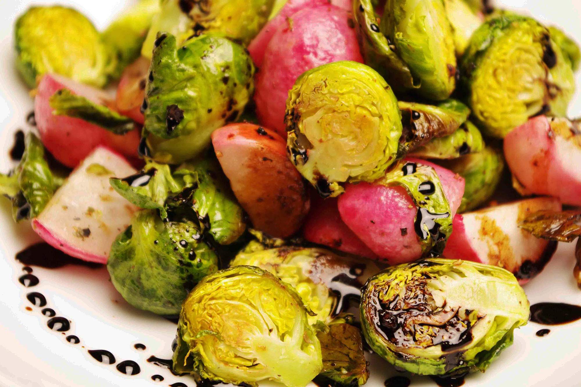 Full Circle Recipe Roasted Brussels Sprouts and Red Radishes