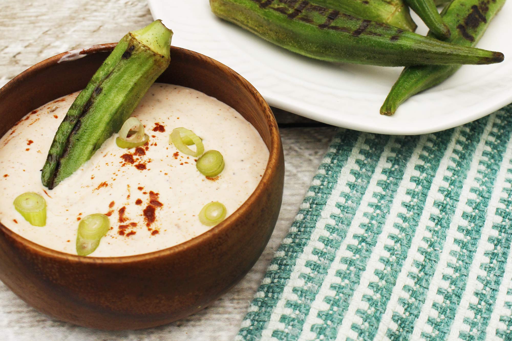 Full Circle Recipe Grilled Okra with Spicy Chipotle Dipping Sauce