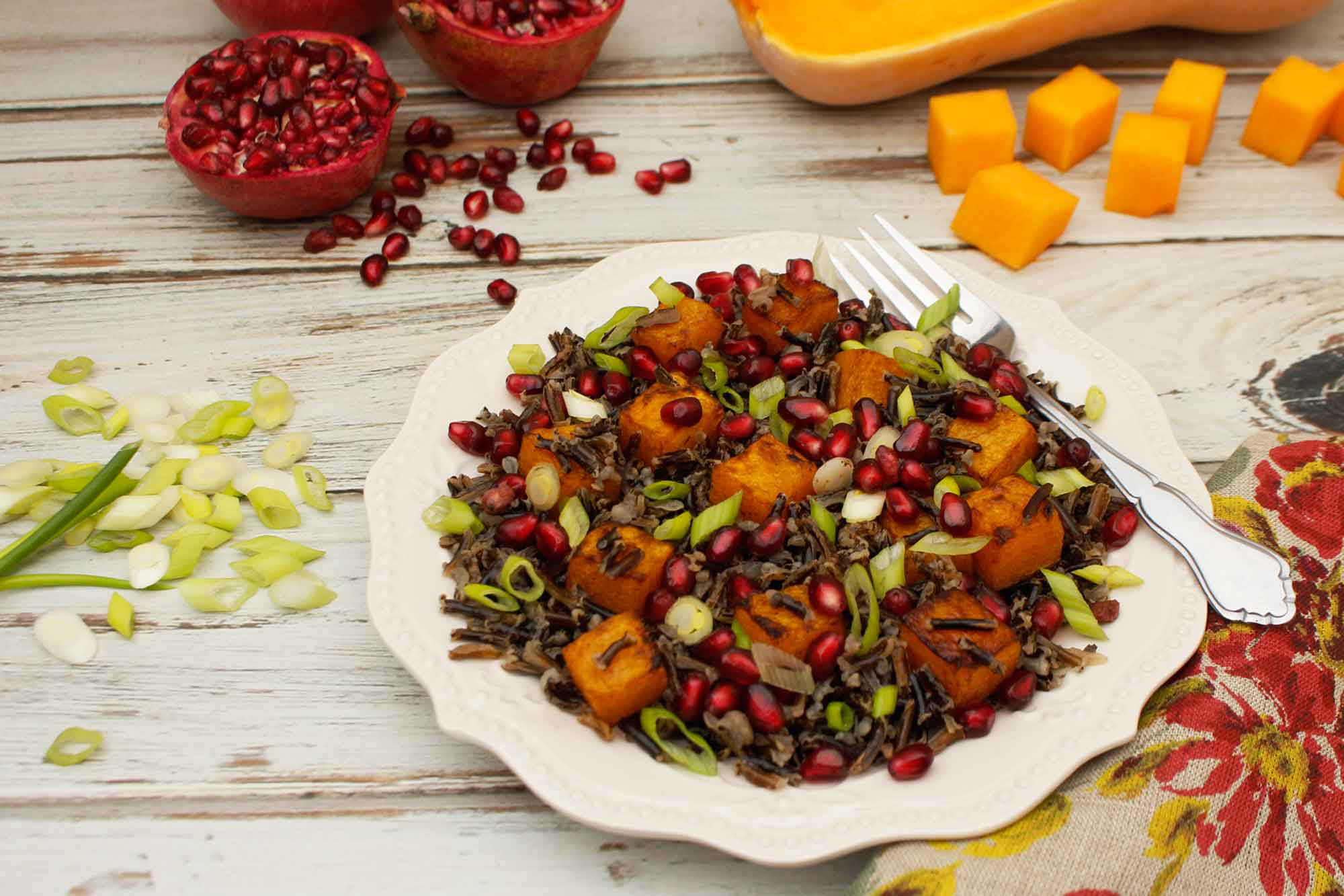 Full Circle Recipe Wild Rice with Pomegranate and Butternut Squash