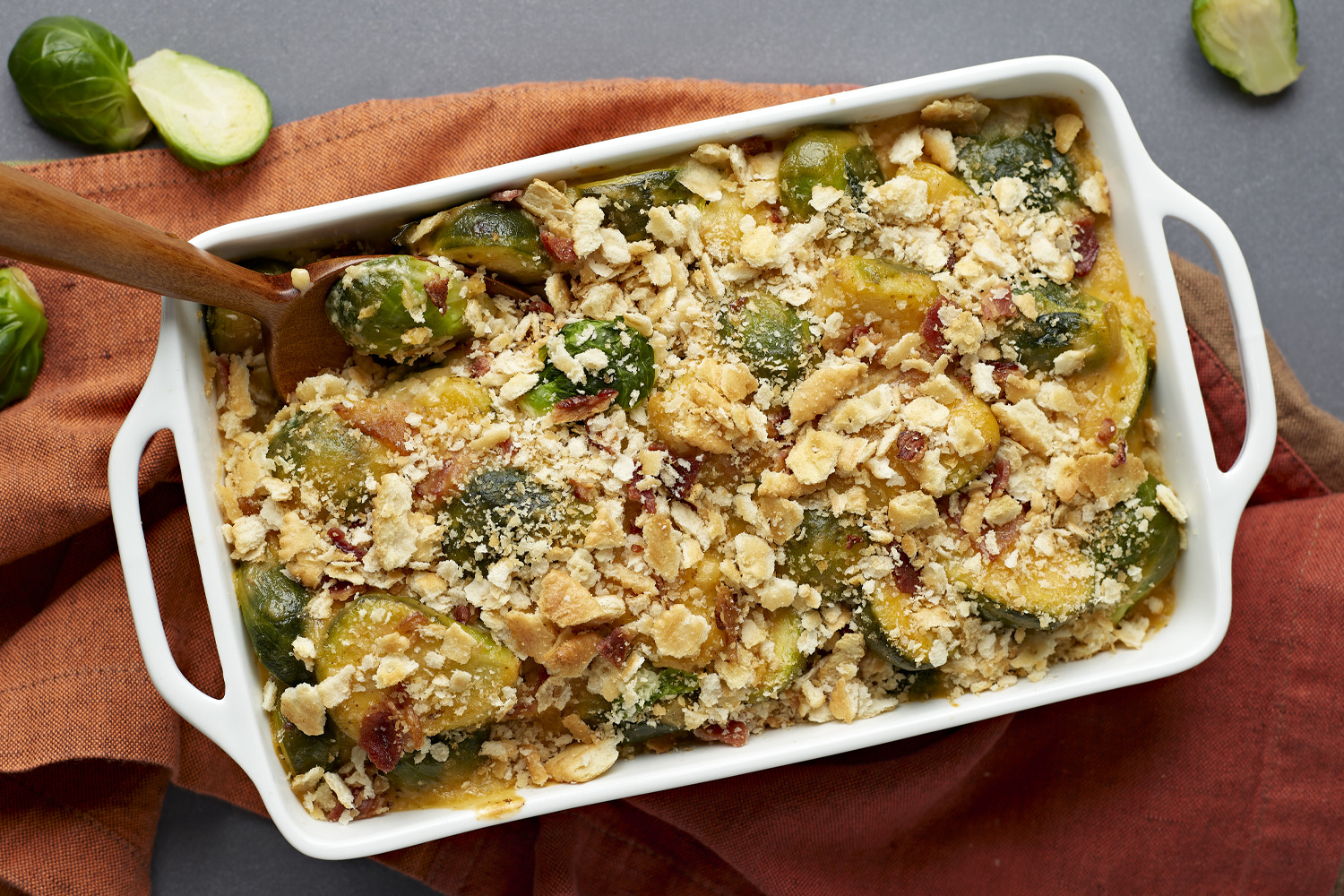 CrackerTopped Brussels Sprouts & Bacon Casserole My Food and Family