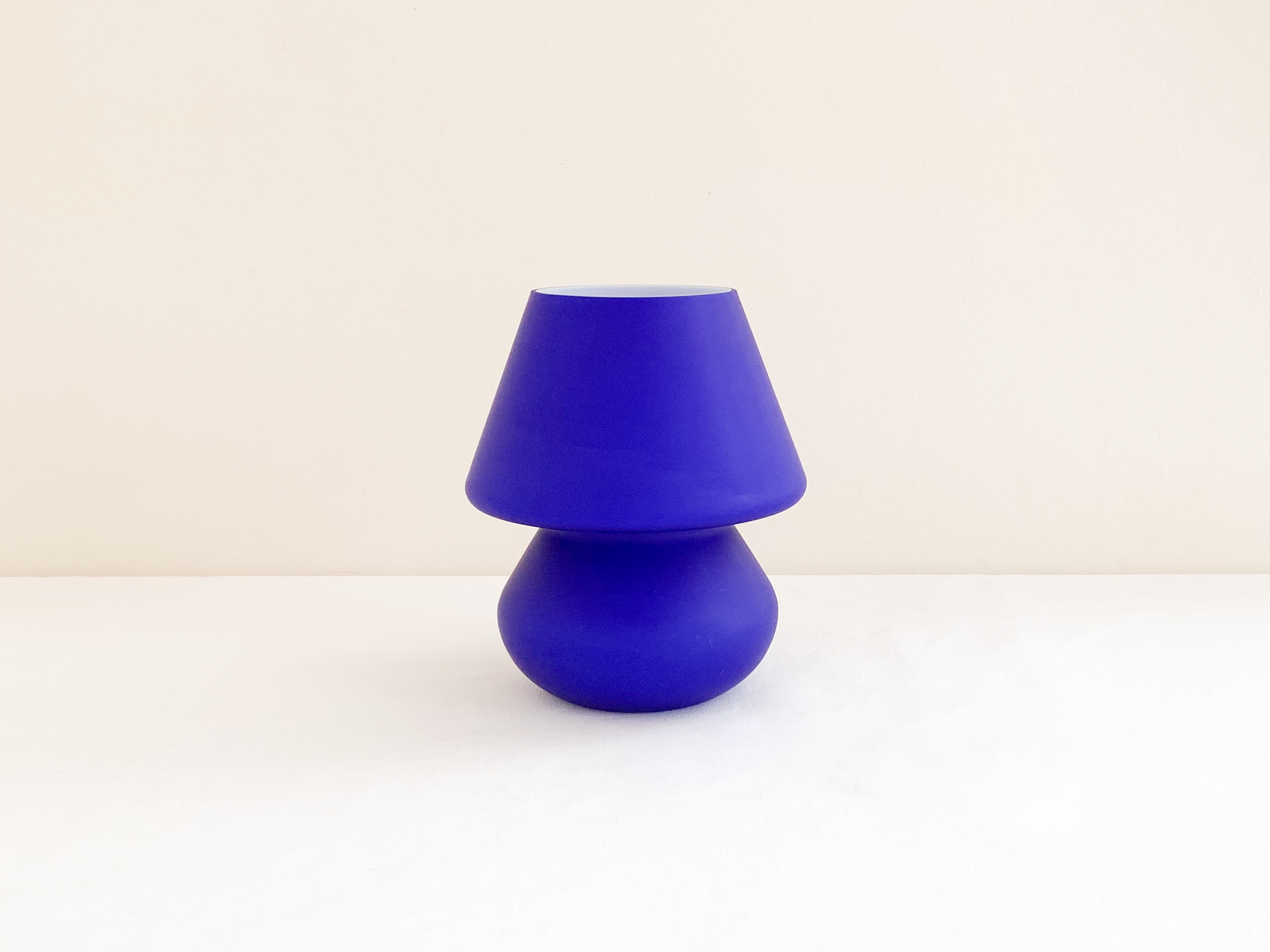 1970s habitat france blue glass mushroom lamp