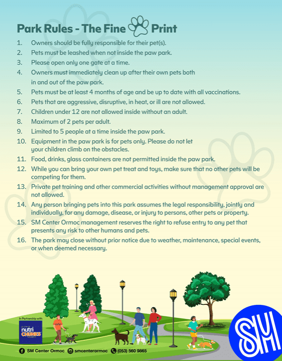 Paw Park Rules SM Center Ormoc SM Supermalls