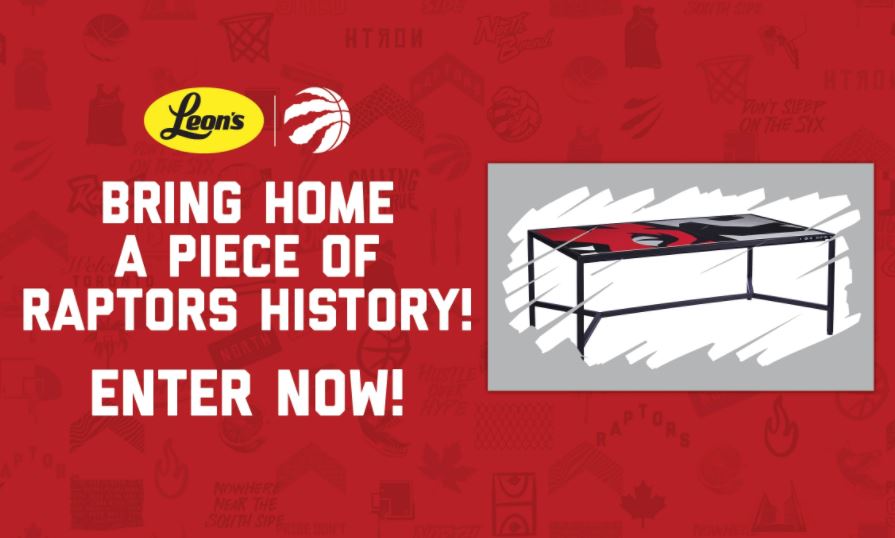 Leon's Raptors Coffee Table Promotion Win 1 of 200 Raptors Coffee