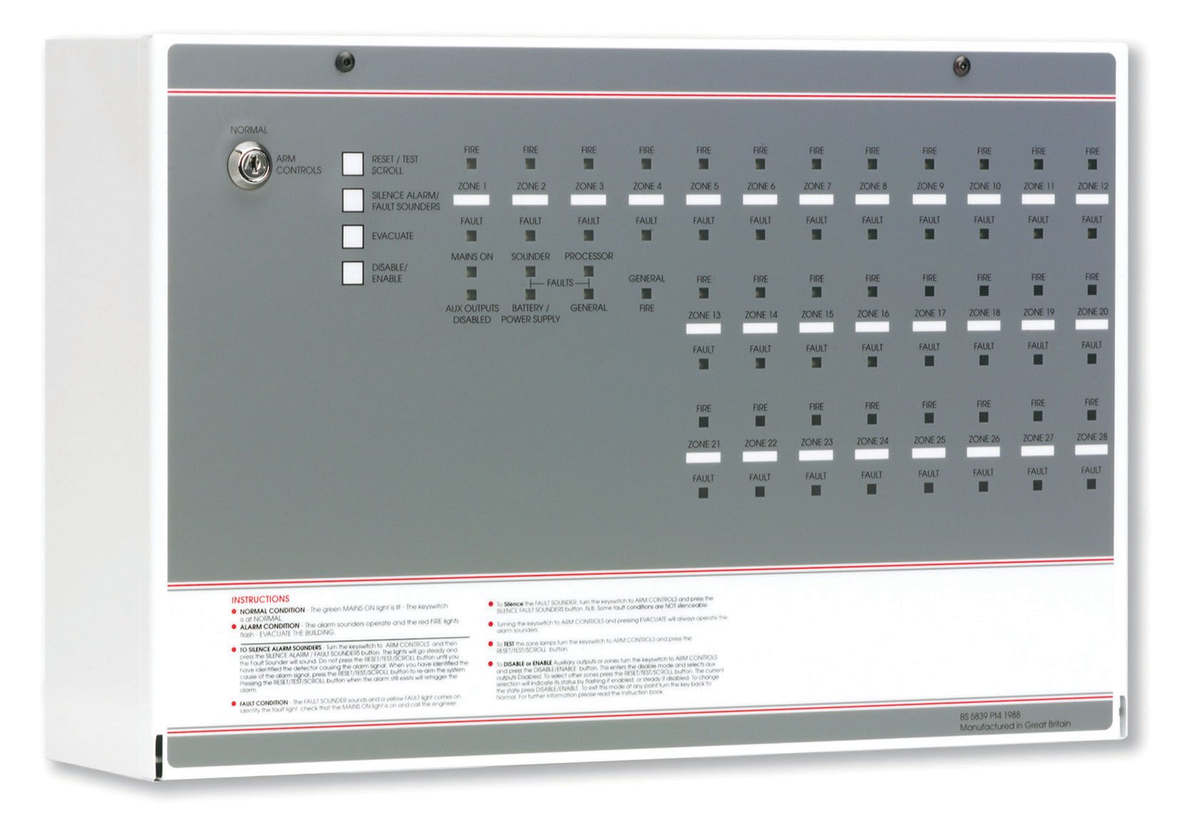 16 zone MFP fire panel expandable to 28 Context Plus