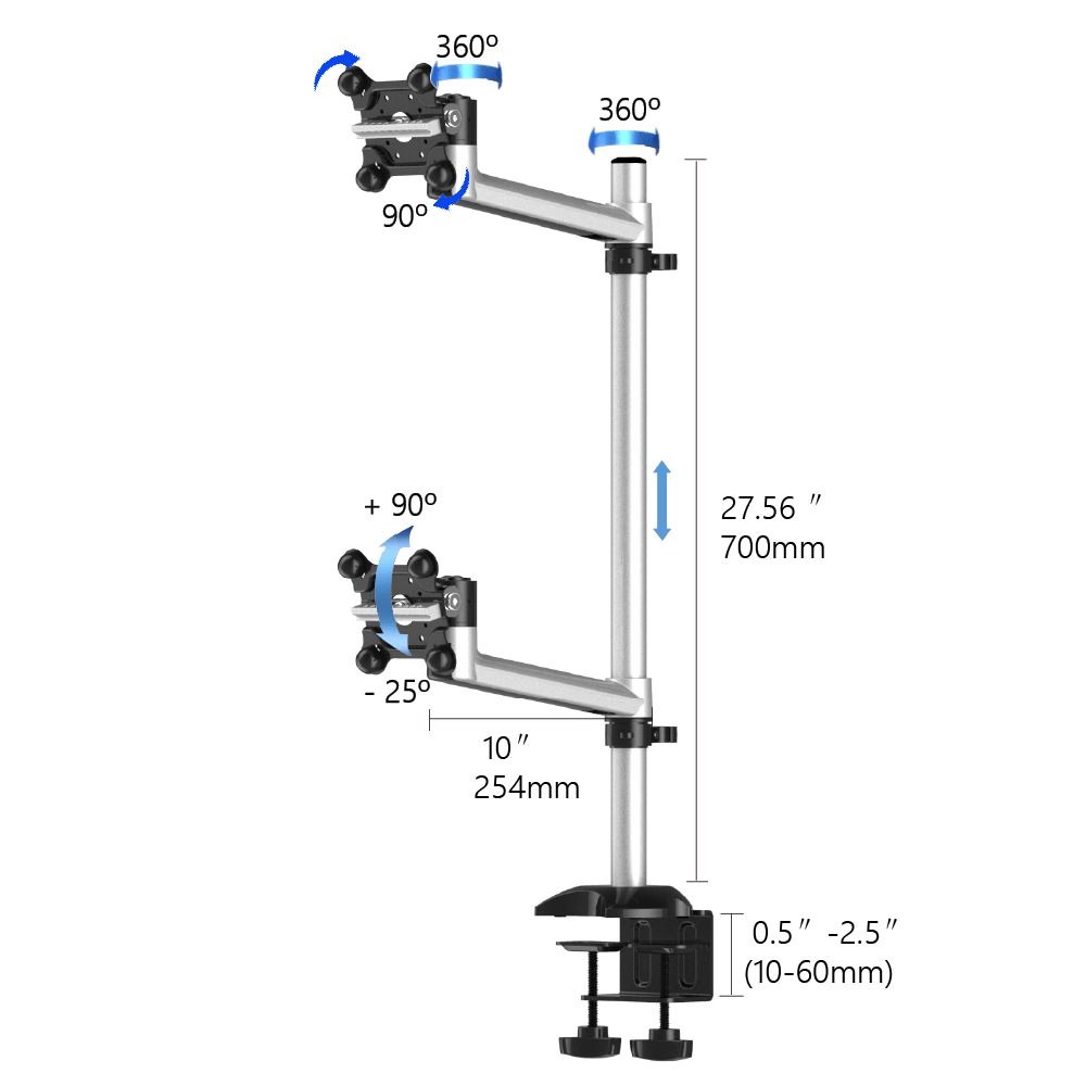 Dual Extension Arm Apple Monitor Desk Stacking Mount