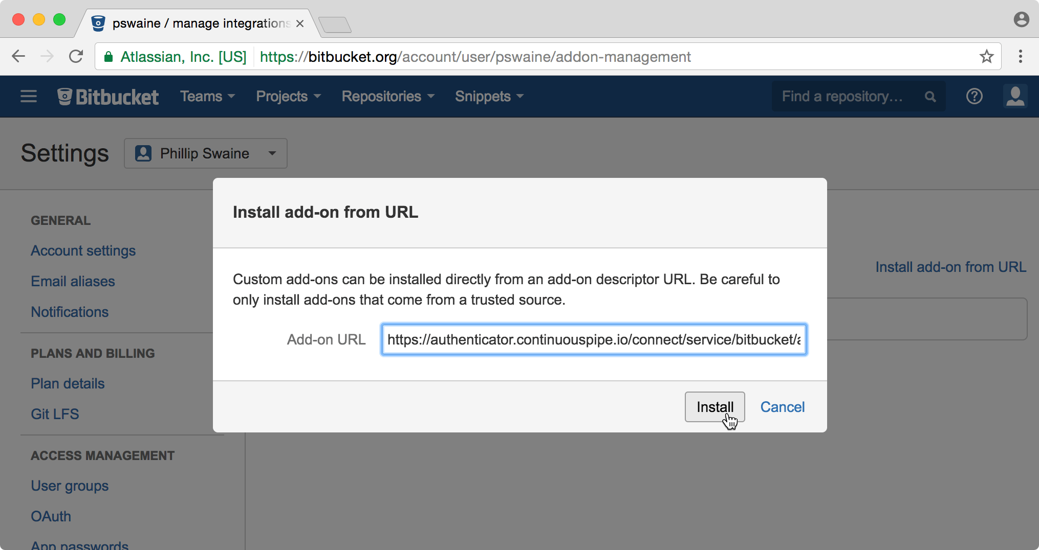 Installation Bitbucket ContinuousPipe Docs