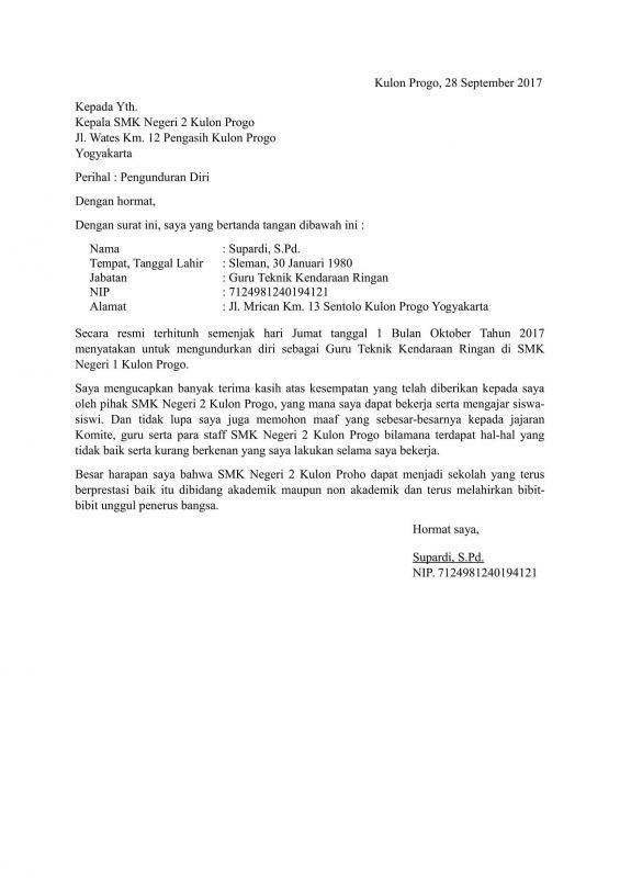 Contoh Surat Pengunduran Diri Karena Kuliah - Kumpulan Contoh Surat Dan Soal Terlengkap
