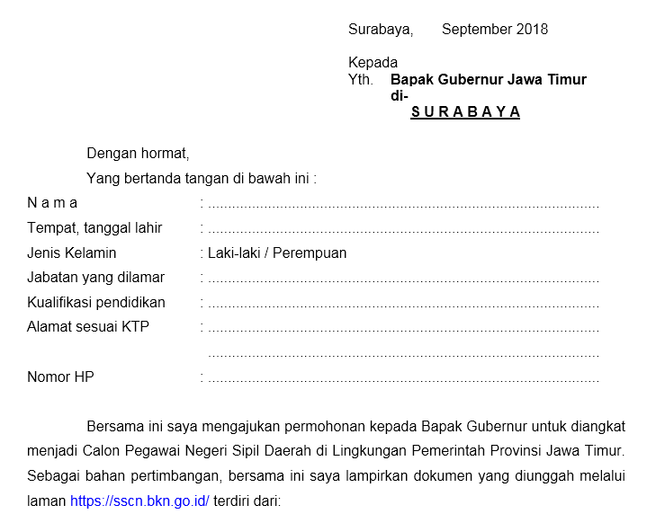 Contoh Surat Lamaran Cpns Bkn - Kumpulan Contoh Surat Dan Soal Terlengkap