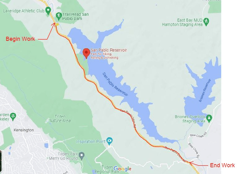 West County Work along San Pablo Dam Road Nov. 28 through Dec. 1