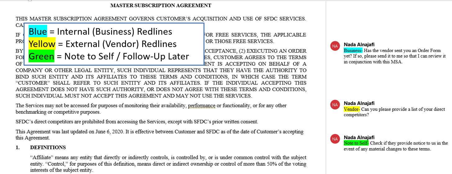 Contract Redlining Etiquette Rule 5 On Internal Redlines