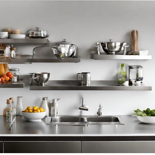 Floating Kitchen Wall Shelf Stainless Steel Contractor Stainless