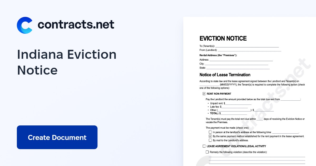 Download Indiana Eviction Notice Templates [PDF]