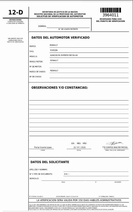 Verificación Policial del Automotor Contrato de Alquiler ? Modelos