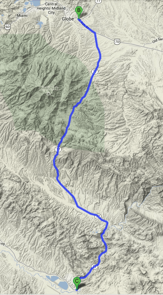 Winkelman to Globe and back Cycle Uphill