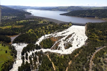 Aerial Photography Wyangala Dam Spillway In Flood Airview Online