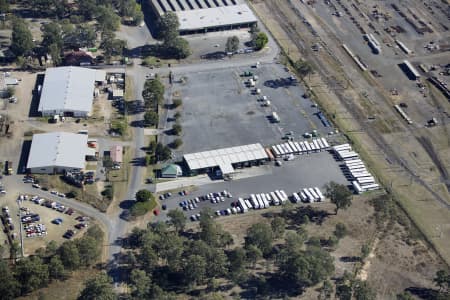 Aerial Photography Railway Stores in Redbank Airview Online
