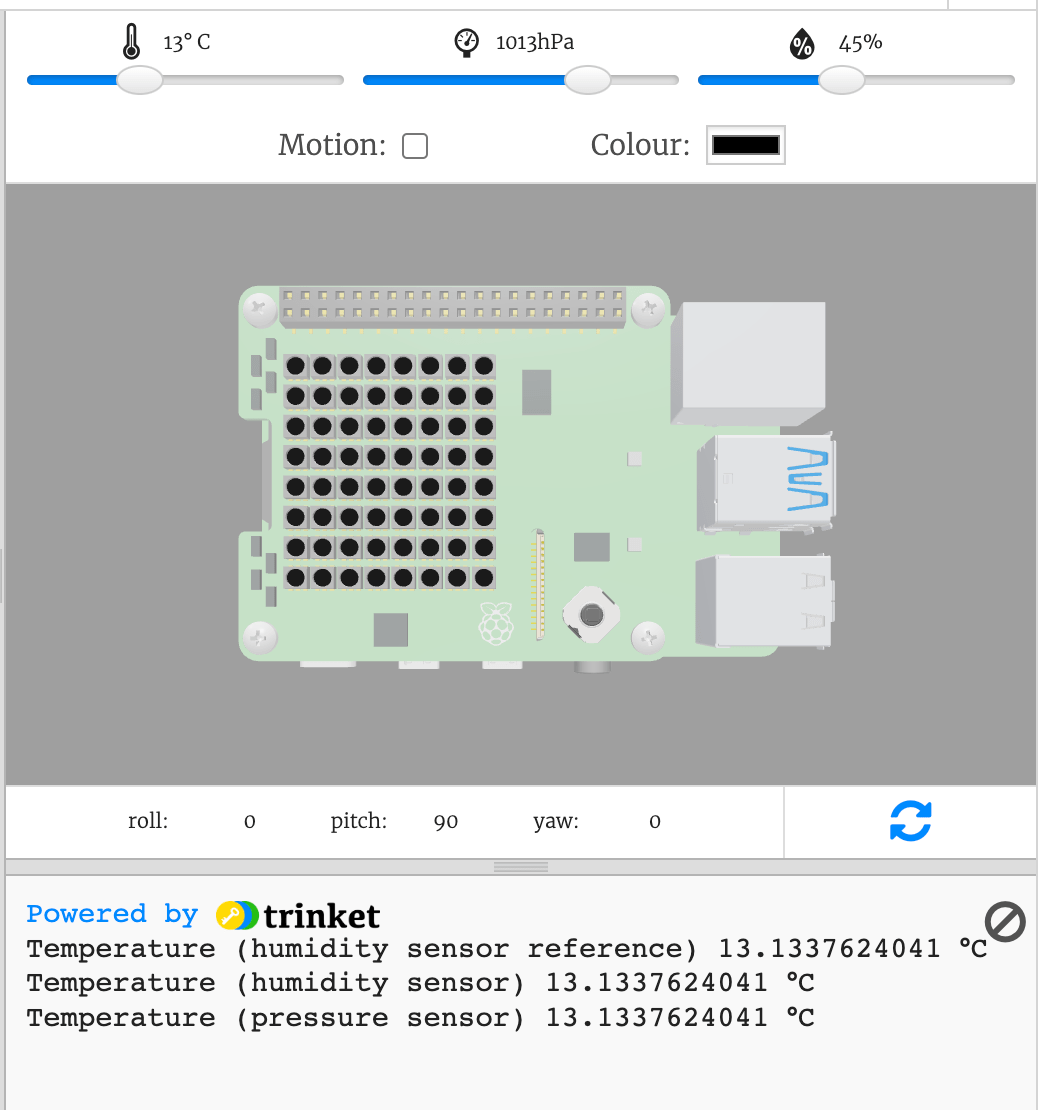 Raspberry Pi Sensors Sense HAT Temperature, Pressure, and Humidity