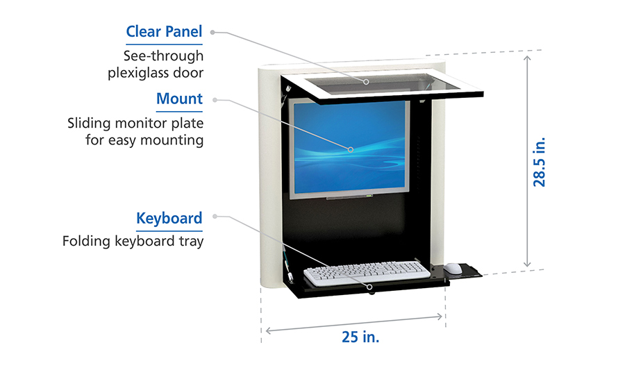 Wall Mounted Computer Workstation Enclosure
