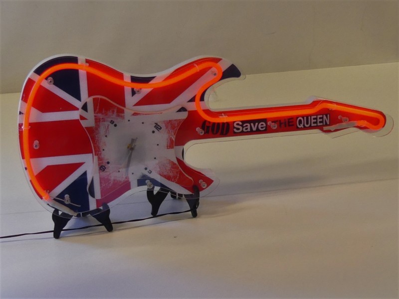 Neon Wall Guitar Clock Sex Pistol Kringwinkel