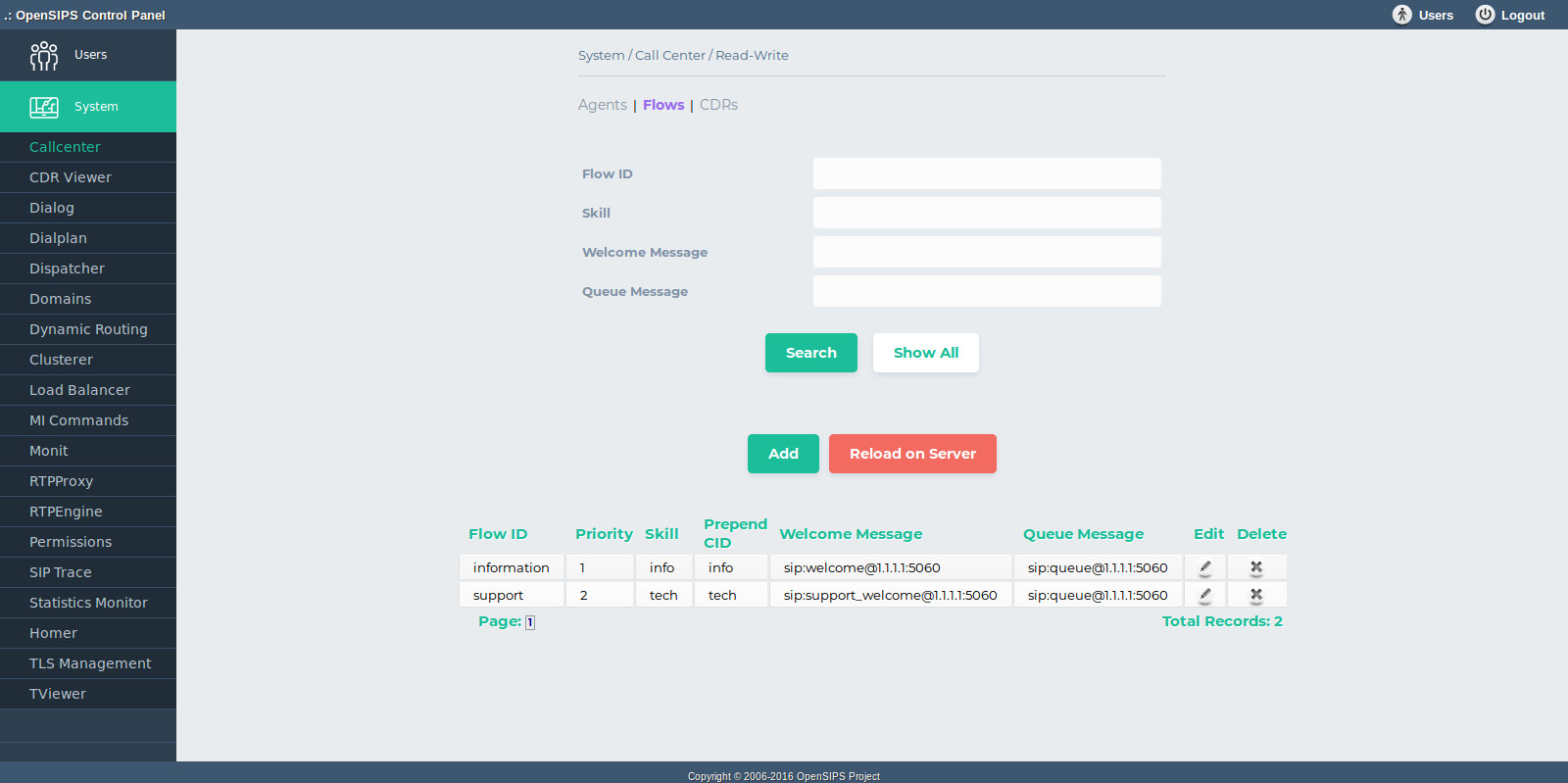 Callcenter Tool (callcenter)