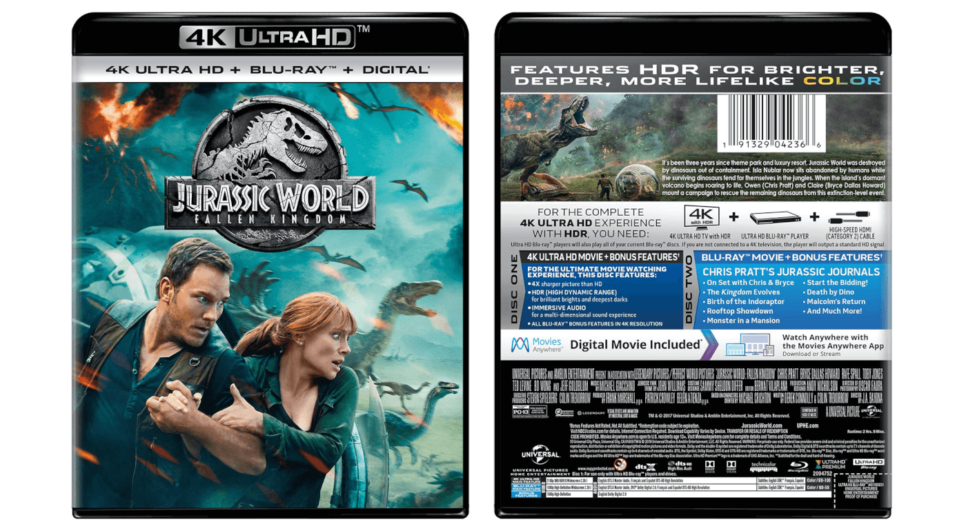 ‘Jurassic World Fallen Kingdom’ BluRay Release Date, Special Features
