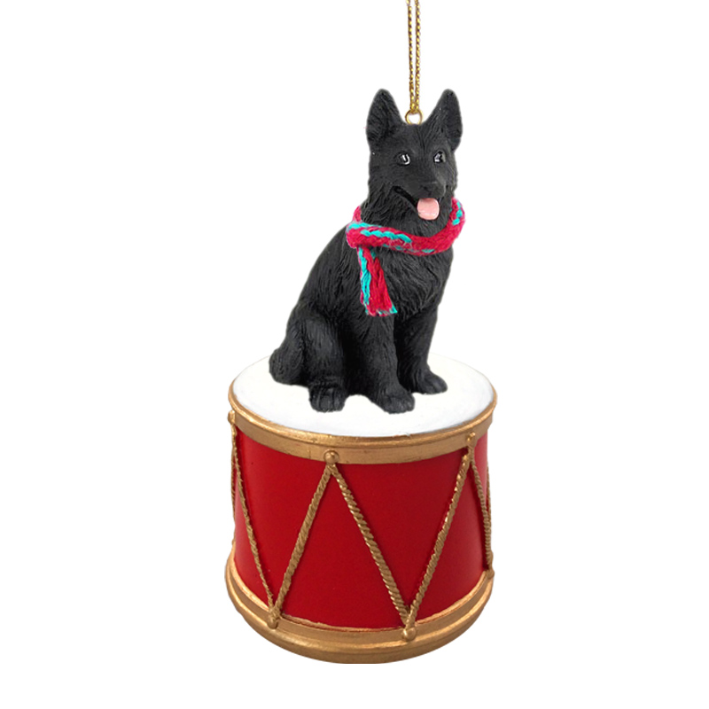 German Shepherd Black Drum Ornament