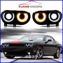 For 2008-2014 Dodge Challenger Fit RHD UK LED Sequential Projector