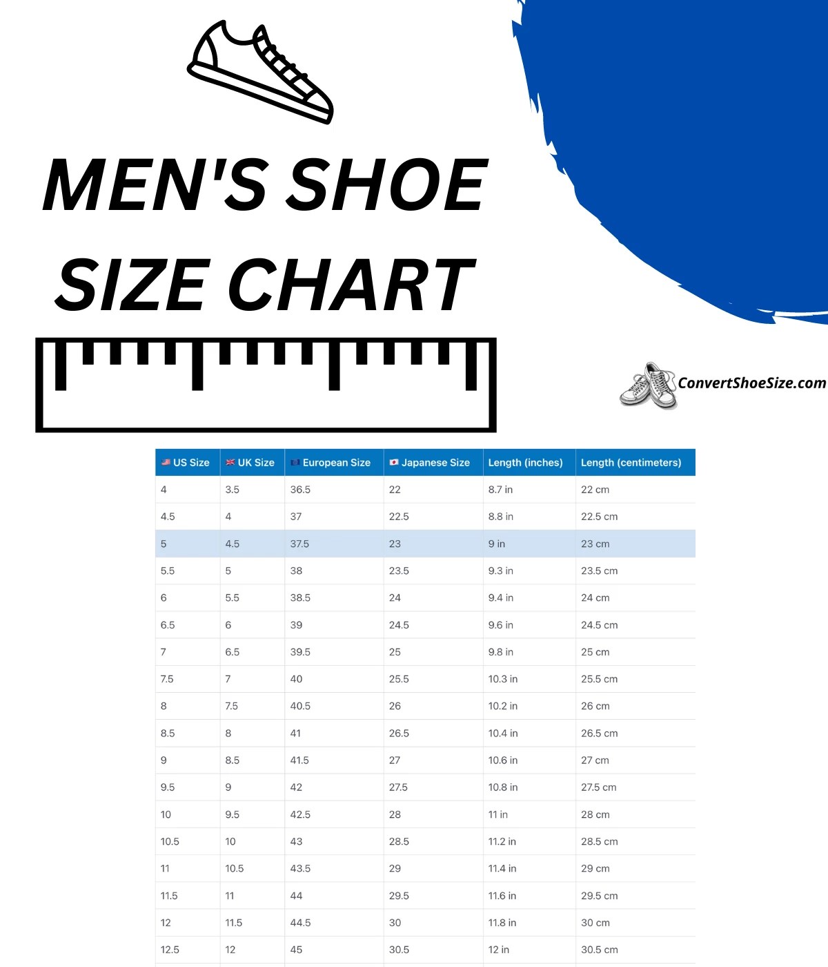 Men's Shoe Size Chart – Convert Shoe Size