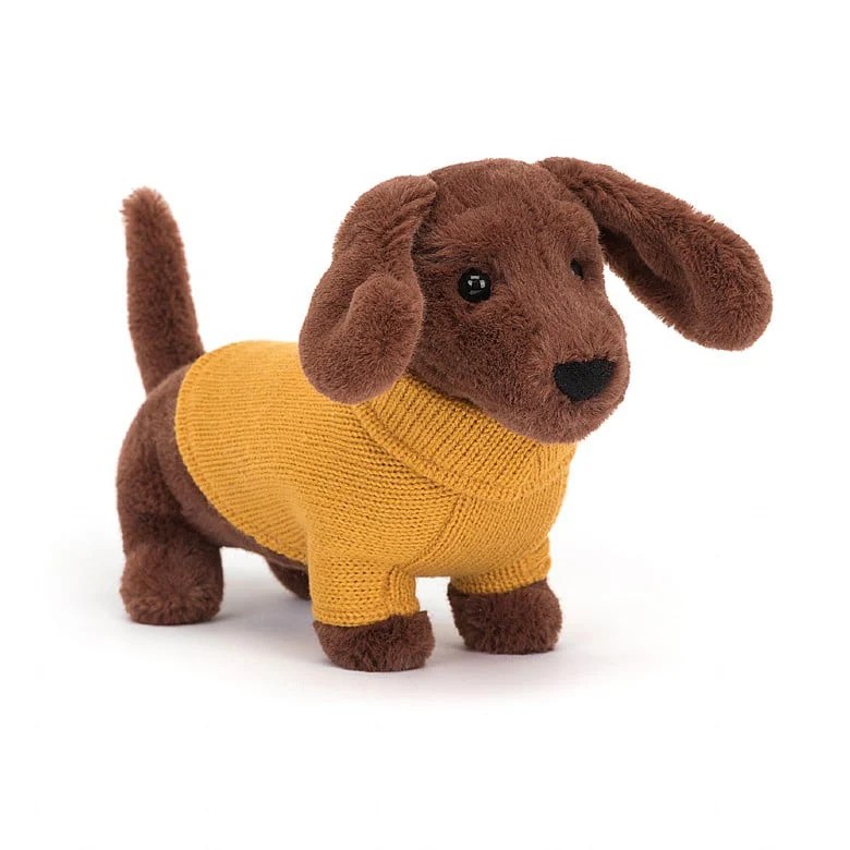 Jellycat Yellow Sweater Sausage Dog Plush Toy Kitchen Store & More