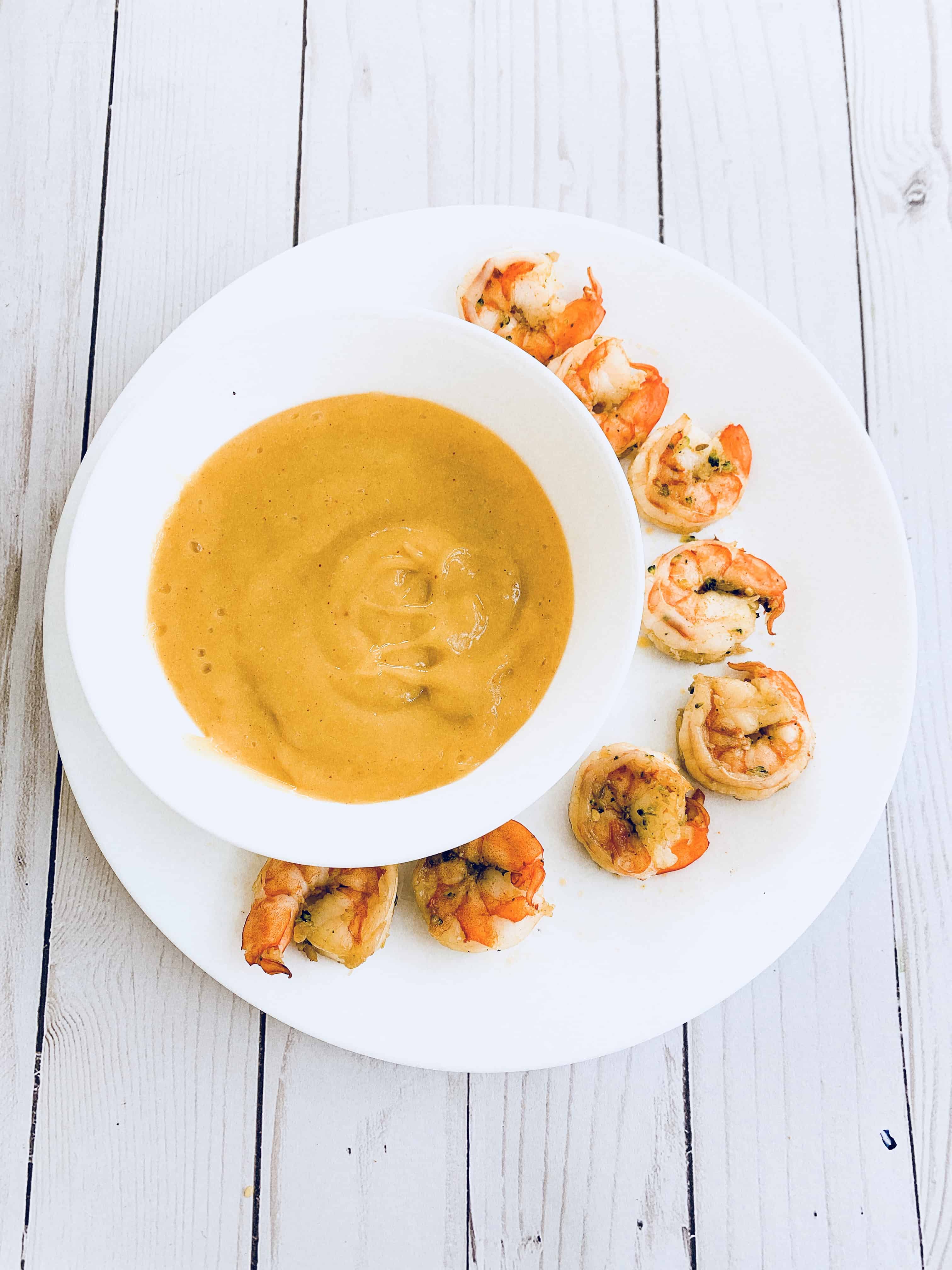 'Nacho Cheese' Dip with garlic shrimp (Paleo, AIP) Cook2Nourish
