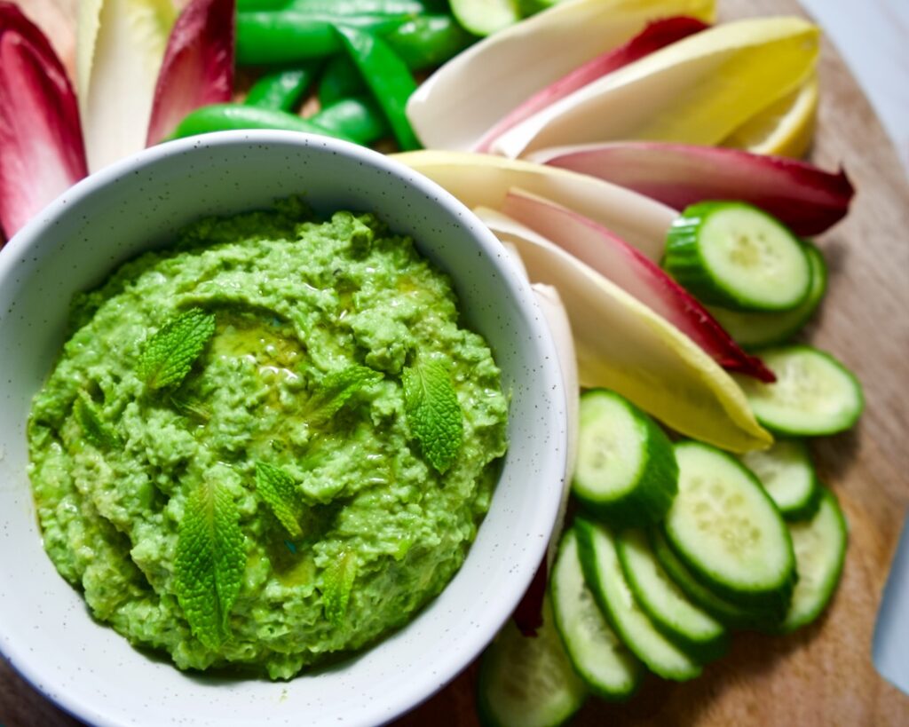 Green Pea Dip with Mint and Lemon Vegan