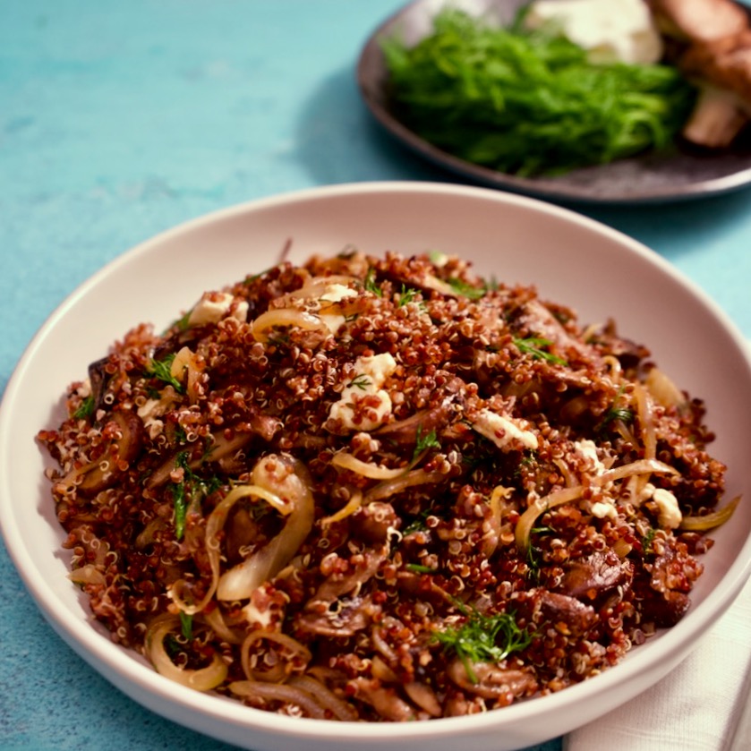 Quinoa with Mushrooms and Feta Ottolenghi Simple