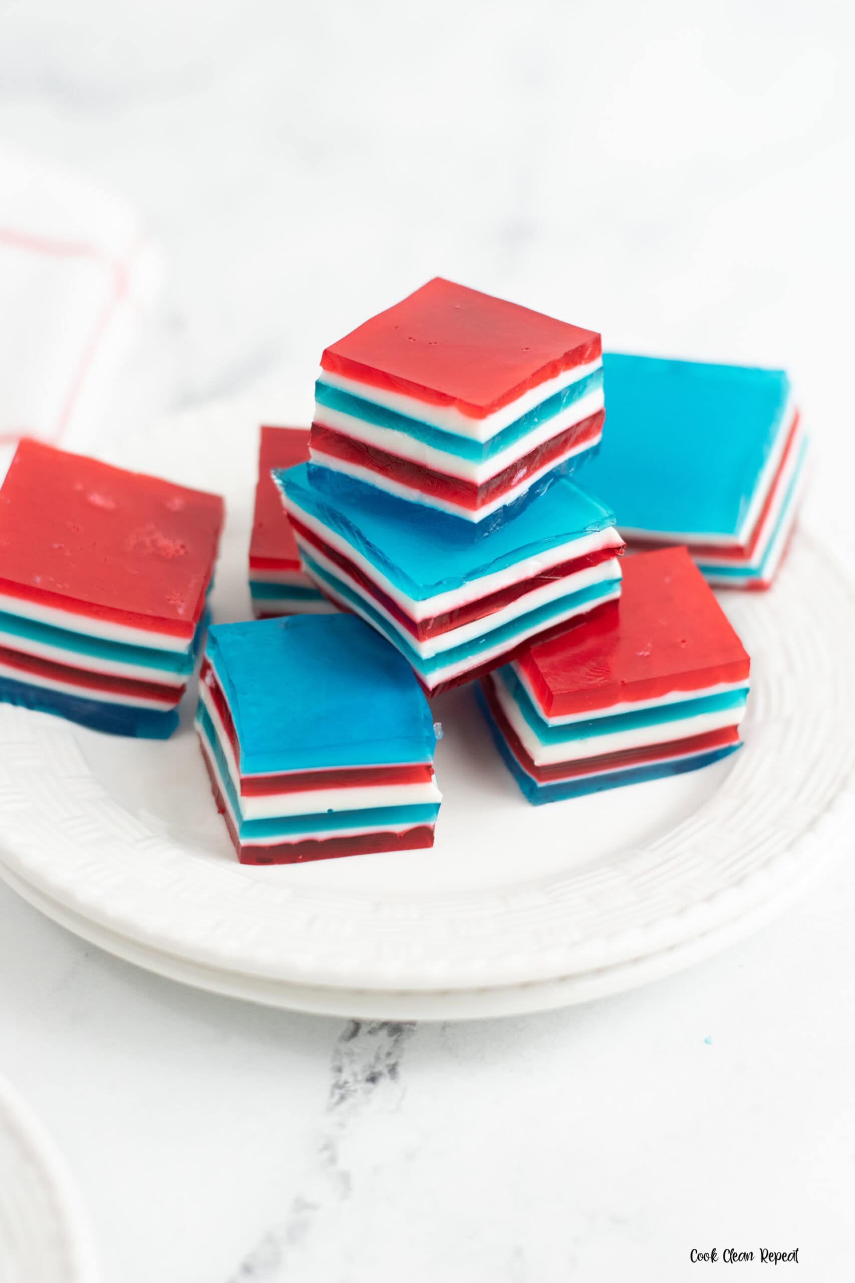 Red White and Blue Jello Ribbon Salad Cook Clean Repeat