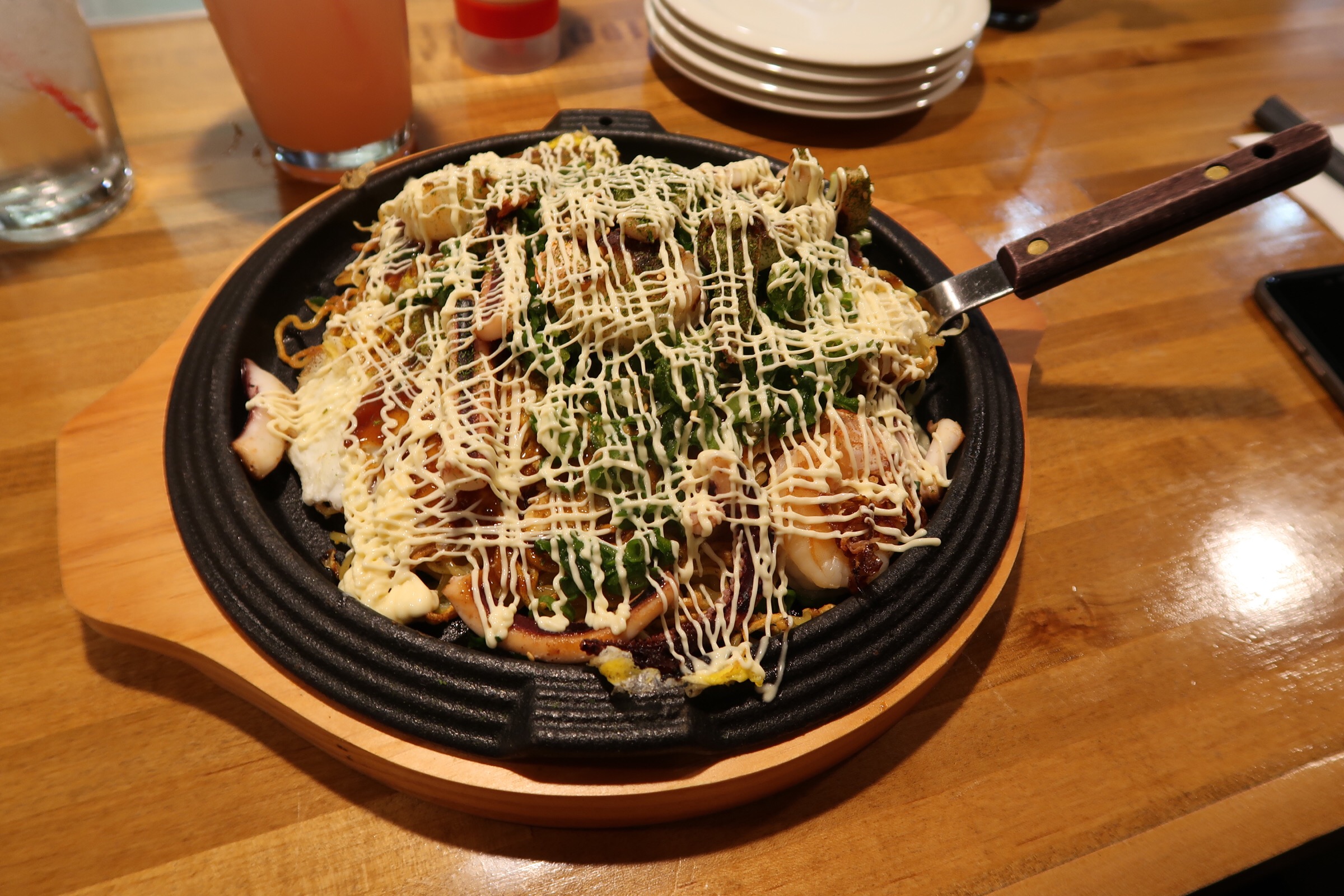 Okonomiyaki are Japanese pancakes Eating with Cookie