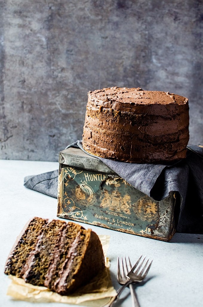 Coffee Flavored Cake with Whipped Mocha Ganache