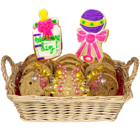 New Baby Girl Gourmet Cookie Basket Cookiesinbloom Cookie Gifts and