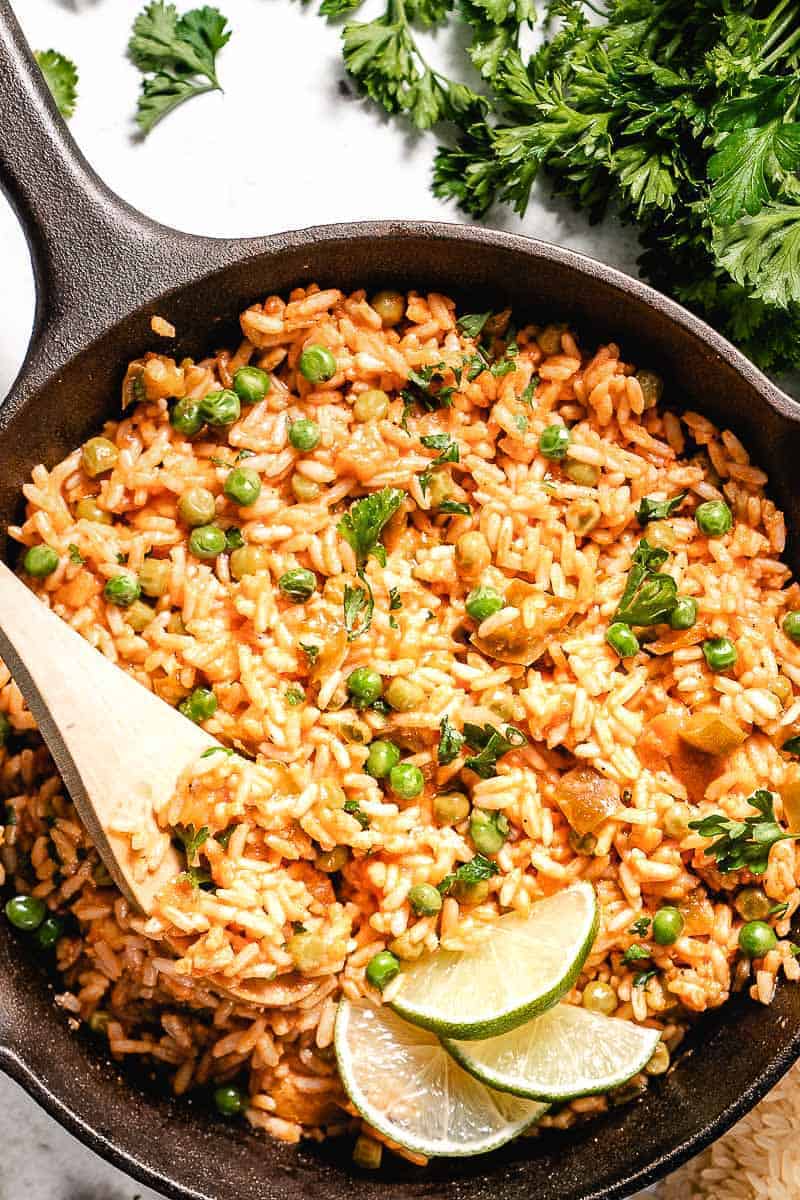 My Mom's Spanish Rice Recipe with Peas and Uncle Ben's Rice