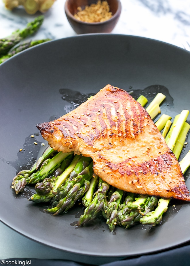 Miso Salmon With Cold Marinated Asparagus Recipe Cooking LSL
