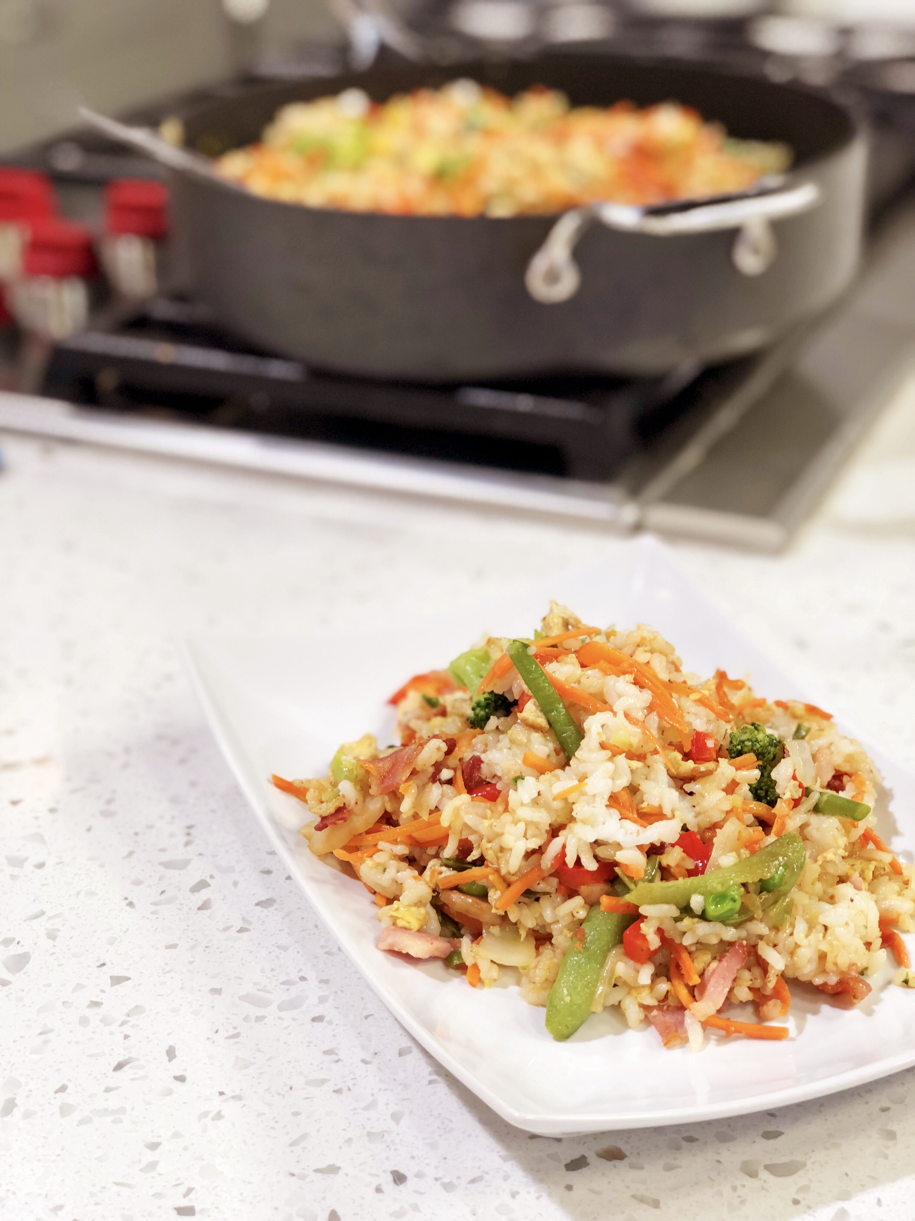 Bacon Fried Rice cooking with chef bryan